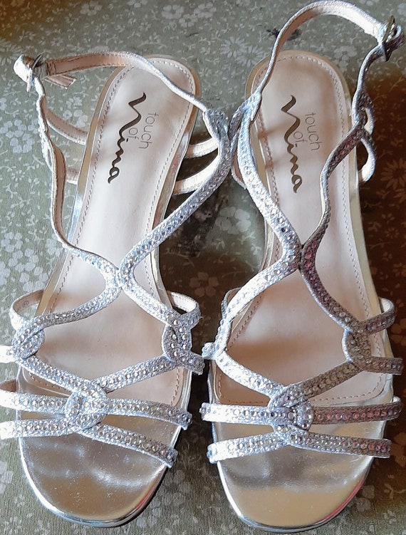 vintage silver and rhinestone open toed Touch of … - image 2