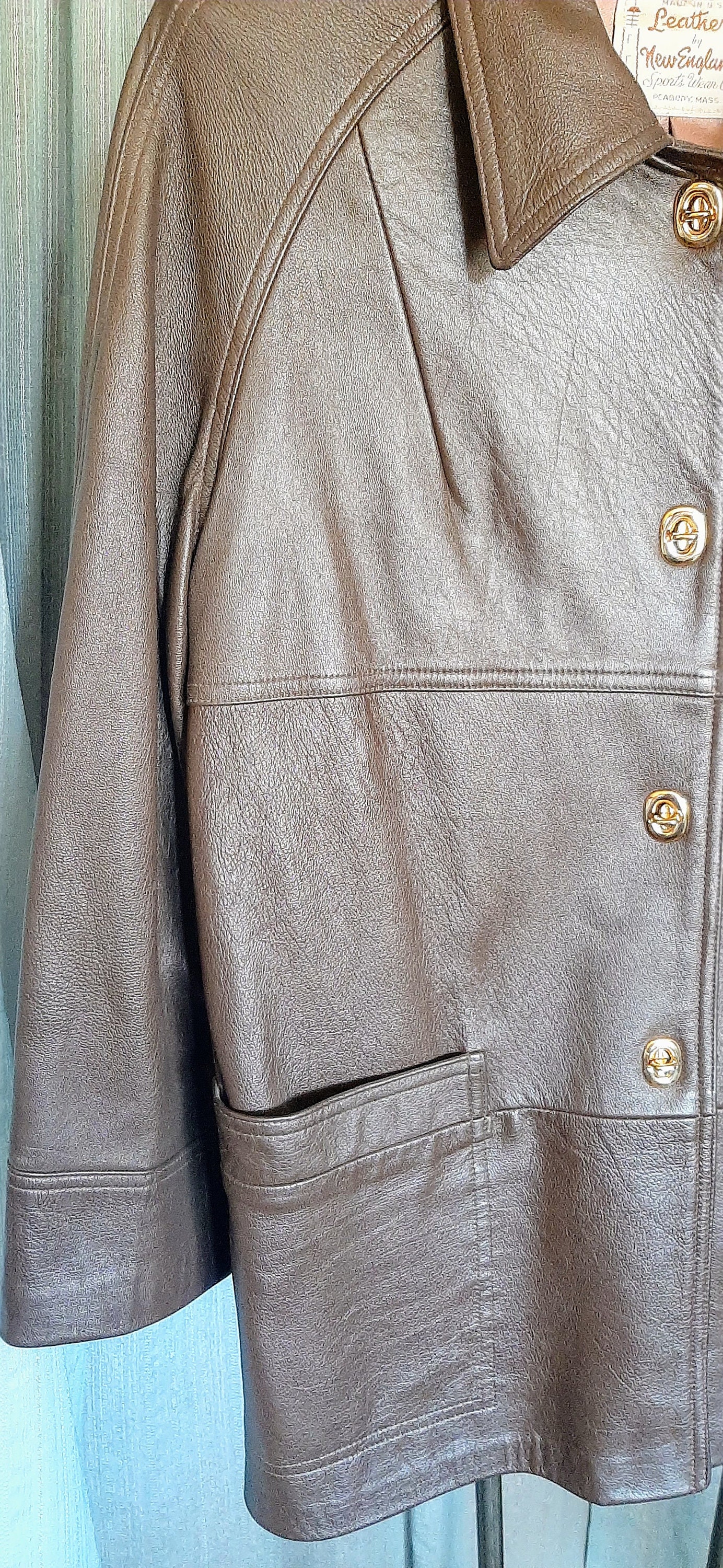 Brown Leather Leathers of New England Sports Wear Jacket in 