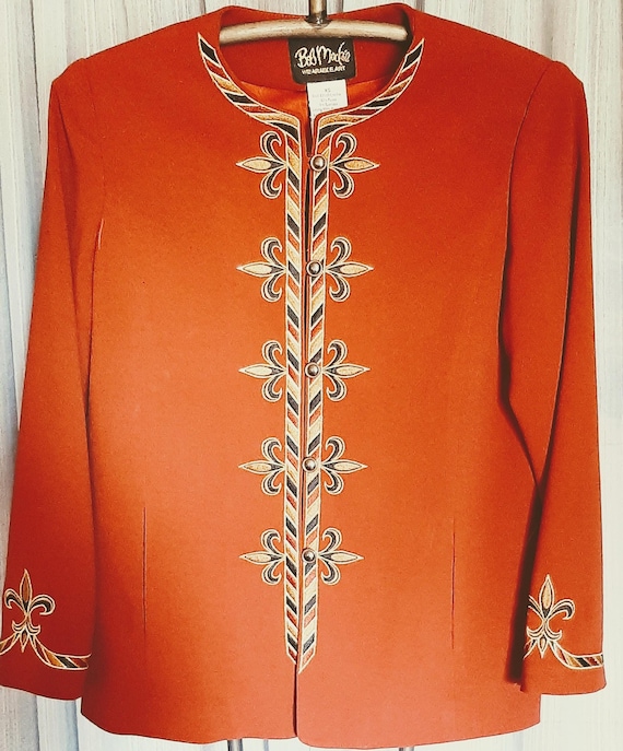 Bob Mackie Wearable Art Trompe L'oeil Fleur-de-lis Burnt Orange