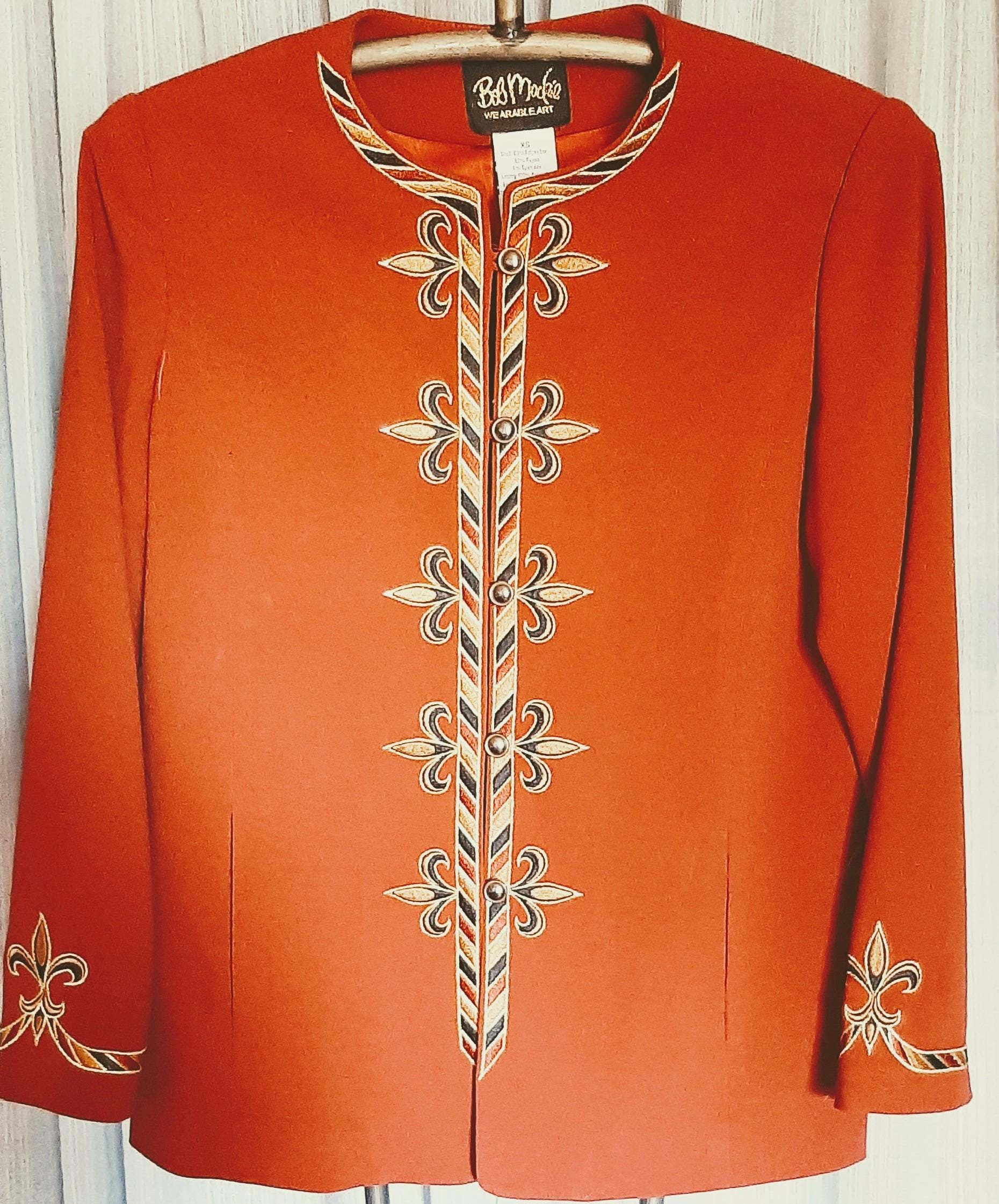 Bob Mackie Wearable Art Trompe L'oeil Fleur-de-lis Burnt Orange