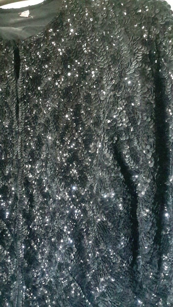 Vintage black and gray diamond pattern sequin sil… - image 3