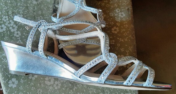 vintage silver and rhinestone open toed Touch of … - image 3