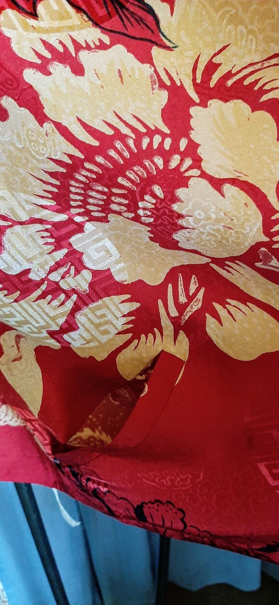 Asian inspired 100% silk Soma red, black and beig… - image 2
