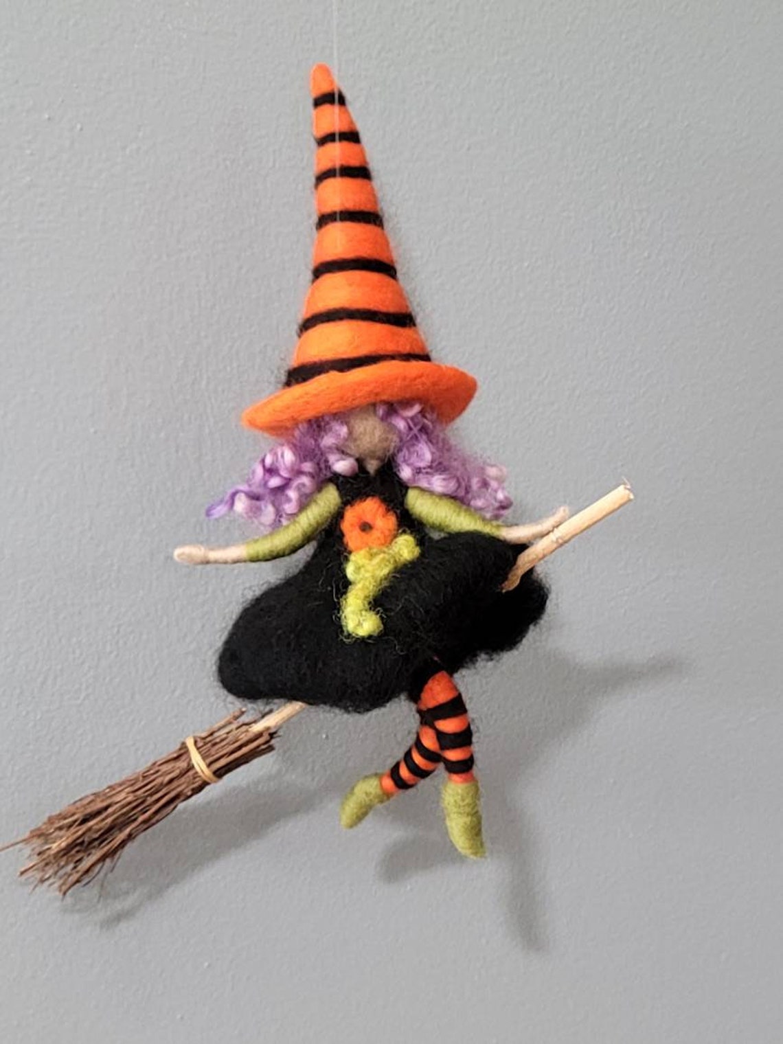 Needle felted waldorf halloween witch Etsy
