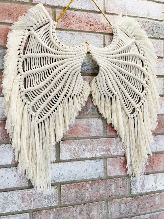 Angel Wings Macrame Wall Hanging - Bohemian Decor - Fringe