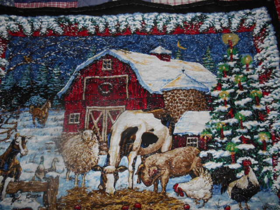 Beautiful Winter Christmas Barn With Farm Animals Perfect for Etsy