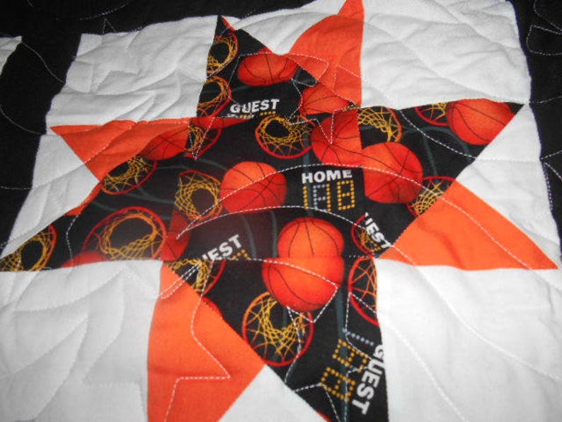 BASKETBALL QUILT With Stars Etsy