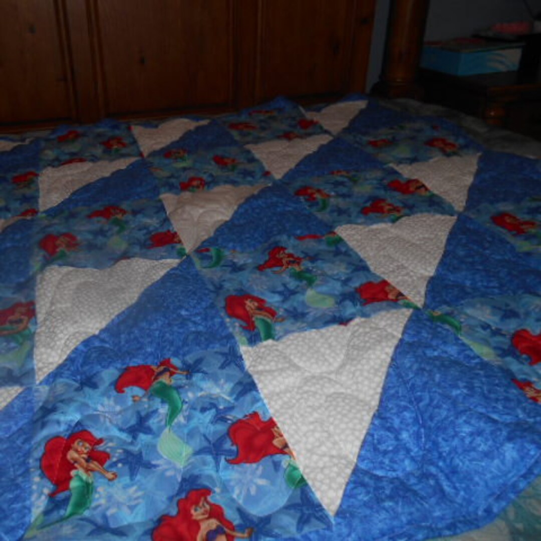 The Little Mermaid Quilt, Handmade Quilts, Gifts for Kids, Child Quilt