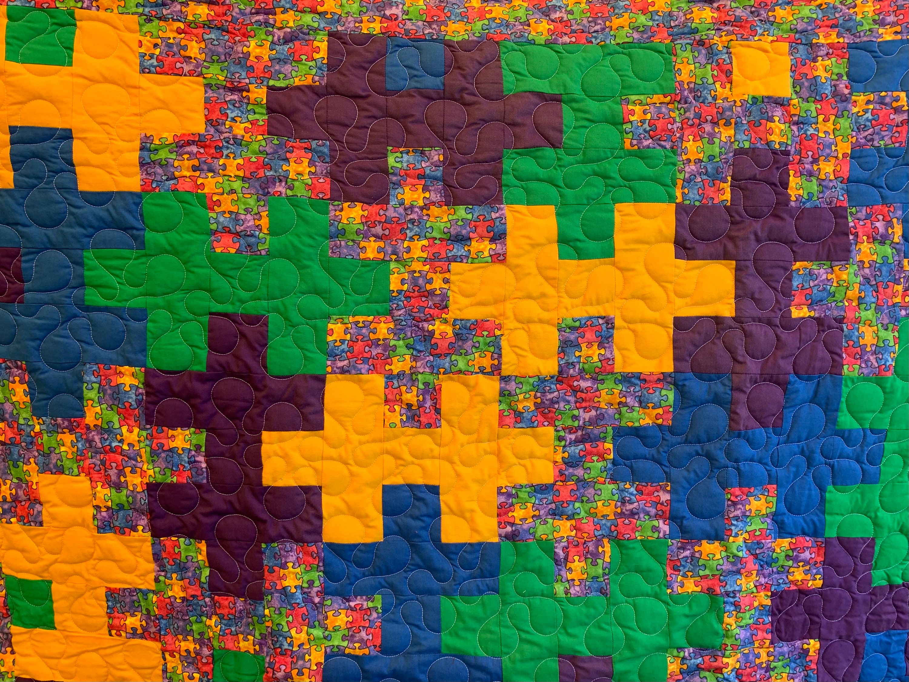 Autism Quilt With Assorted Colors, Handmade Quilt, 54