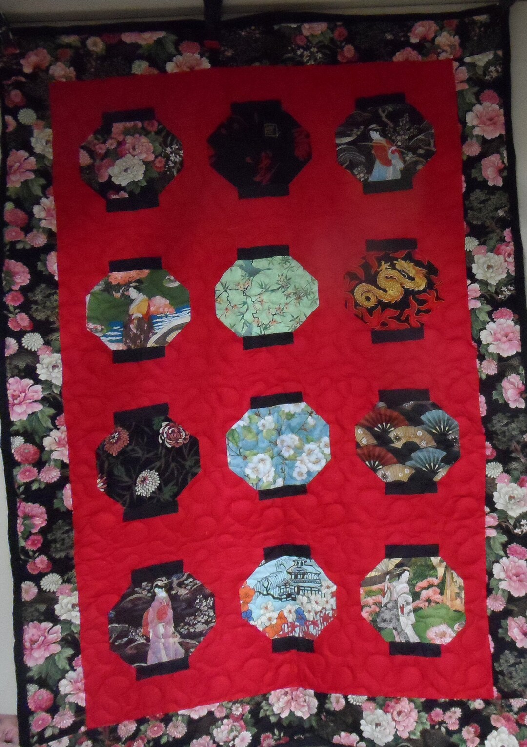 Handmade Oriental Quilts Red Quilts Patch Work Quilts Black Etsy