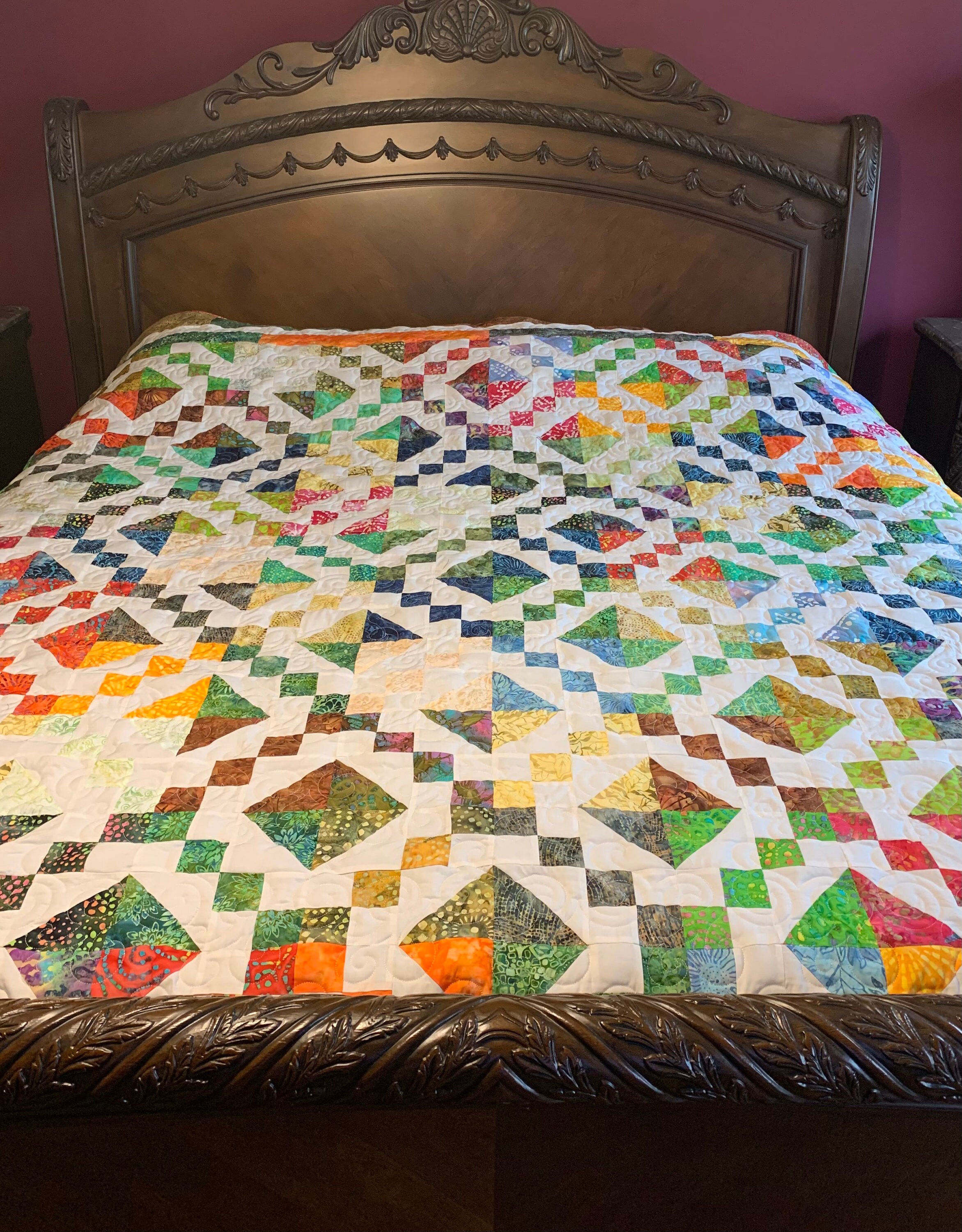 Handmade Quilt With Vibrant Batik Fabric, Wedding Gift, Gifts for Her