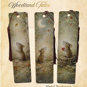 Forest Mouse Metal Bookmark Set - Woodland Reader Gift