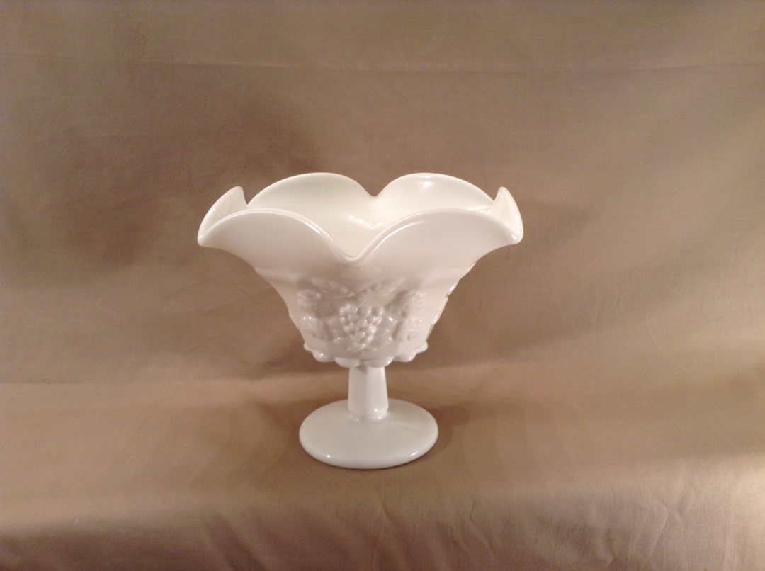 Vintage Milk Glass Pedestal Compote / Westmoreland Gift/ Vintage Wedding/ Centerpiece/ 1940's