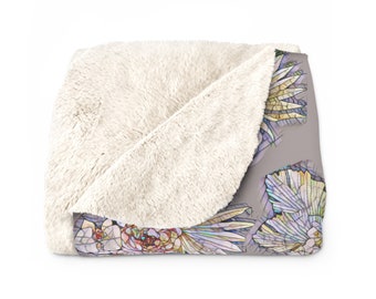 Mosaic Flowers, Sherpa Fleece Blanket, Spring 2023 Collection