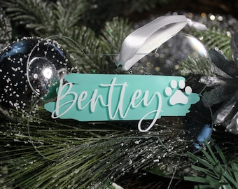 Personalized Acrylic Dog Bone Ornament | Custom Dog Ornament | Christmas Ornament for Pets | Custom Ornament | Holiday | Gifts for Dog Mom