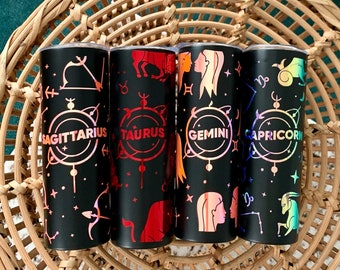 Zodiac Astrology Tumbler | Holographic Astrology Cup Coffee Cup | Zodiac Iced Coffee Insulated Tumbler | Free Shipping | Astrology Gifts