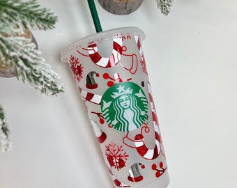 Christmas Reusable Cold Coffee Cup Holiday | Christmas Gift Coffee Lover | Coffee Christmas Gift for Her Fast Free Shipping Venti Cup