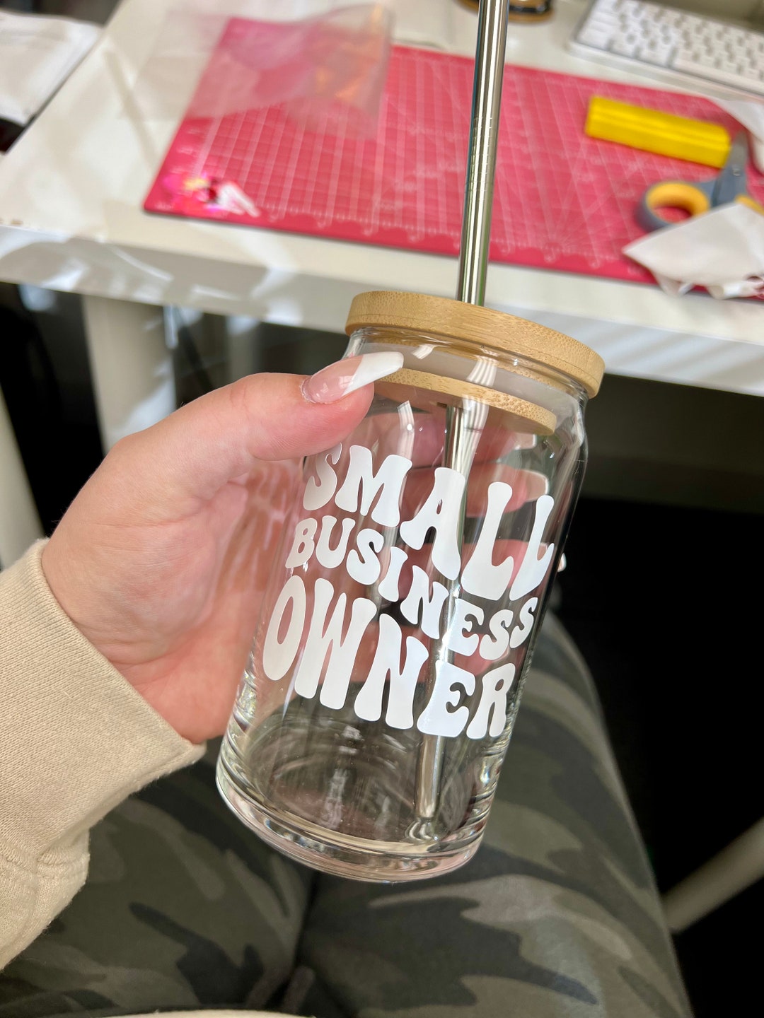 Small Business Owner 16oz Glass Cup