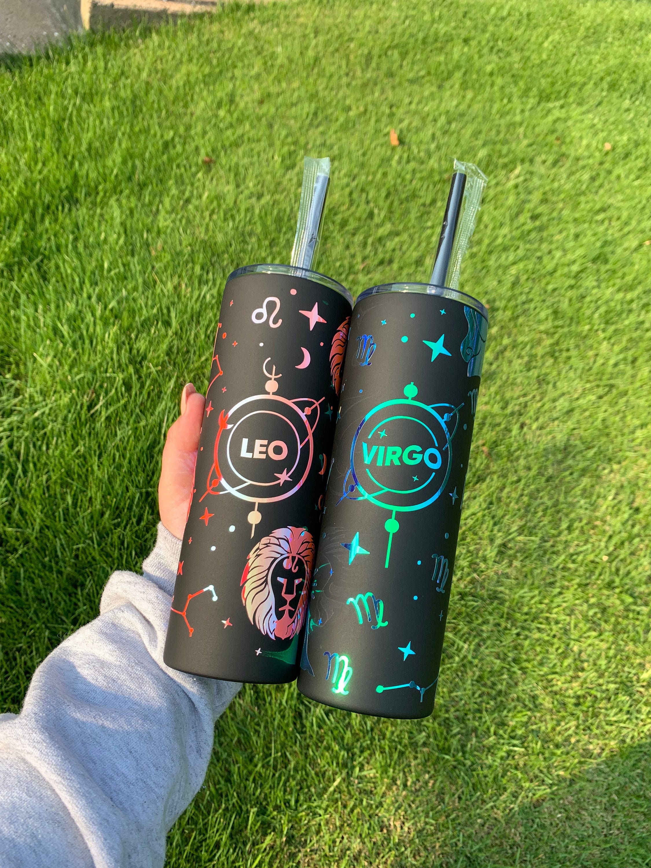 Zodiac Astrology Tumbler Holographic Astrology Cup Coffee Etsy