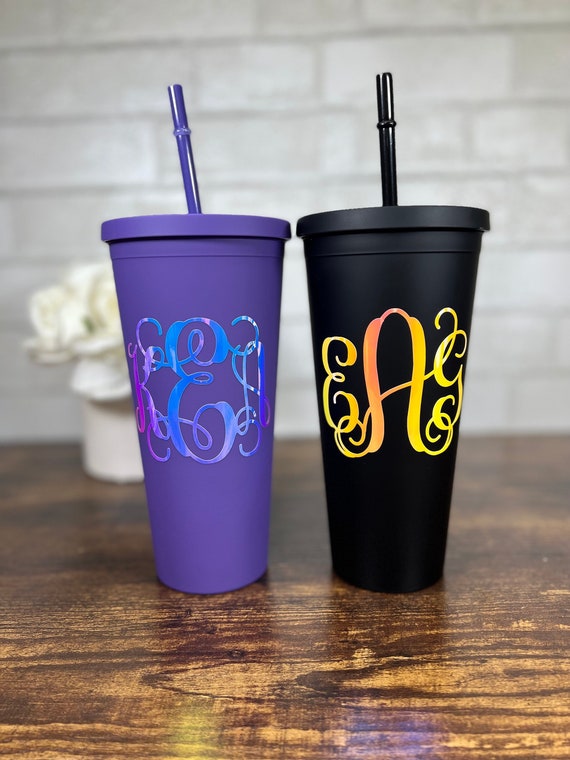 Holographic Monogram Cup Matte Smooth Custom Monogram Cup Custom