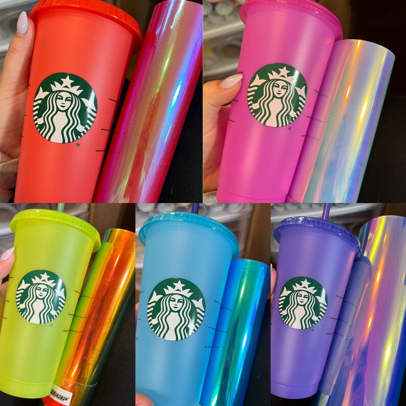 Neon Color Changing Starbucks Cup With Name Starbucks Summer Etsy