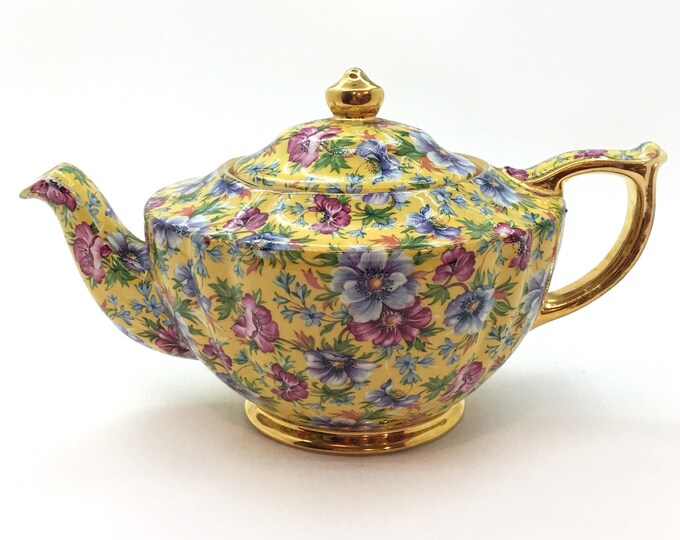Sadler sophie Chintz Teapot Vintage Chintz Tea Pot Yellow Floral Teapot Tea Party Shabby Chic