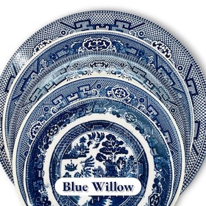 vintage WILLOW Chine | Assiettes et vaisselle en pierre de fer | Saule bleu | Saule rouge