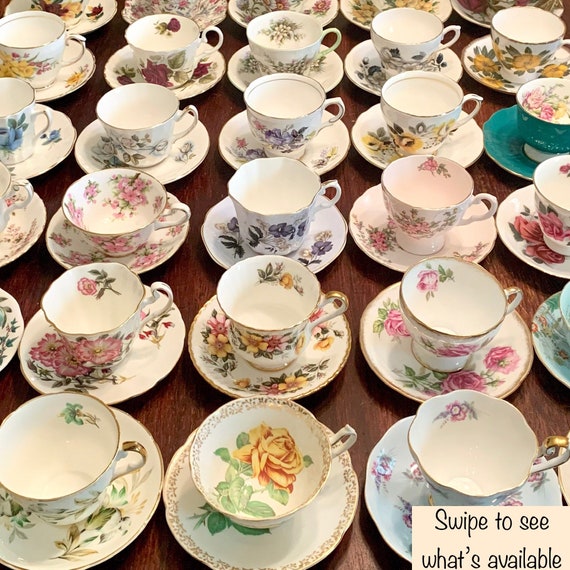 Mismatched Tea Cups / Vintage Tea Cups and Saucers / Mix