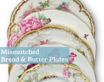 6” Vintage Mismatched Bread and Butter Plates -Mix and Match Small Plates - Tea Party Decor- Bulk Wedding China