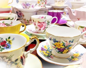Mismatched Tea Cups and Saucers // Vintage Tea Cups and Saucers // Mix & Match Tea Cups // Tea Cups Bulk Lot // Tea Party