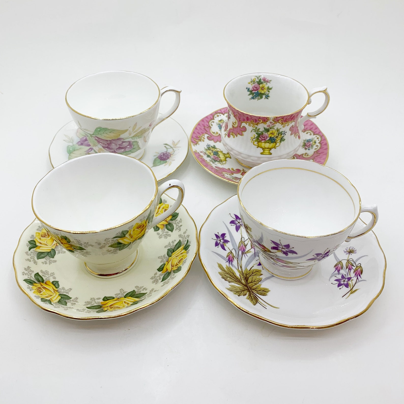 Mismatched Tea Cups / Vintage Tea Cups and Saucers / Mix & Etsy