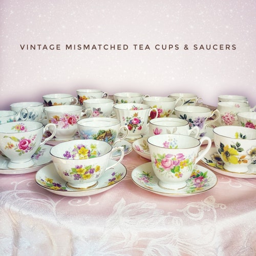 Mismatched Tea Cups and Saucers. Party Favors for Birthday Etsy Canada