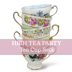 Vintage English Bone China Tea Cups: Mismatched High Tea Party Sets