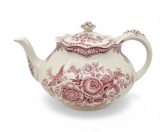 Tetera vintage Crown Ducal BRISTOL: rosa, 6 tazas, fabricada en Inglaterra.