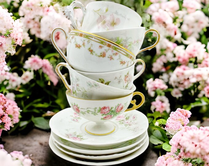 Mismatched French Limoges Tea Cups Tea Cups and Saucers Tea Party