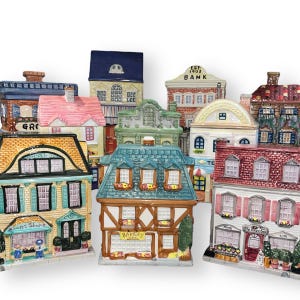 Vintage Cookie Jars: Village Shops and Buildings, Handpainted Ceramic Canisters