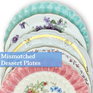 7” Vintage Mismatched Dessert Plates -Mix and Match Small Plates - Tea Party Decor- Bulk Wedding China