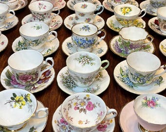 Mismatched Tea Cups and Saucers // Vintage Tea Cups and Saucers // Mix & Match Tea Cups // Tea Cups Bulk Lot // Tea Party
