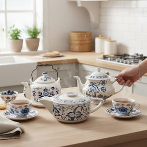 Vintage BLUE & WHITE Teapots | Blue Onion, Blue Nordic, Tea Party and Kitchen Decor