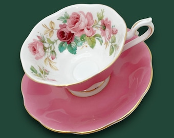 Vintage Royal Albert Cabbage Rose Avon Teetasse und Untertasse