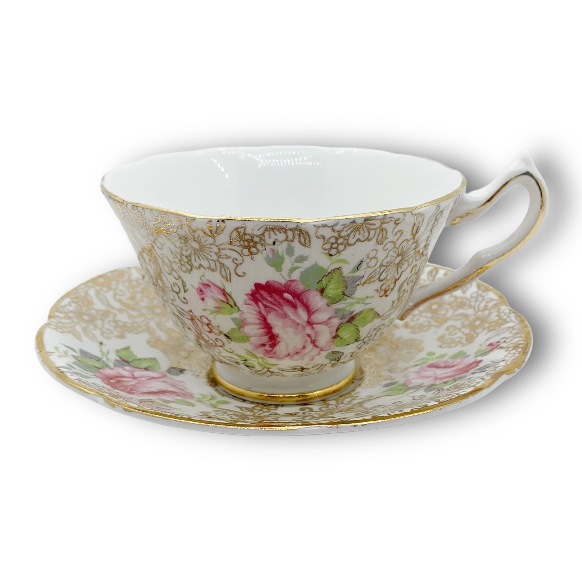 Set of Gold Vintage Tea Cups and Saucers Mismatched Tea Cups Etsy