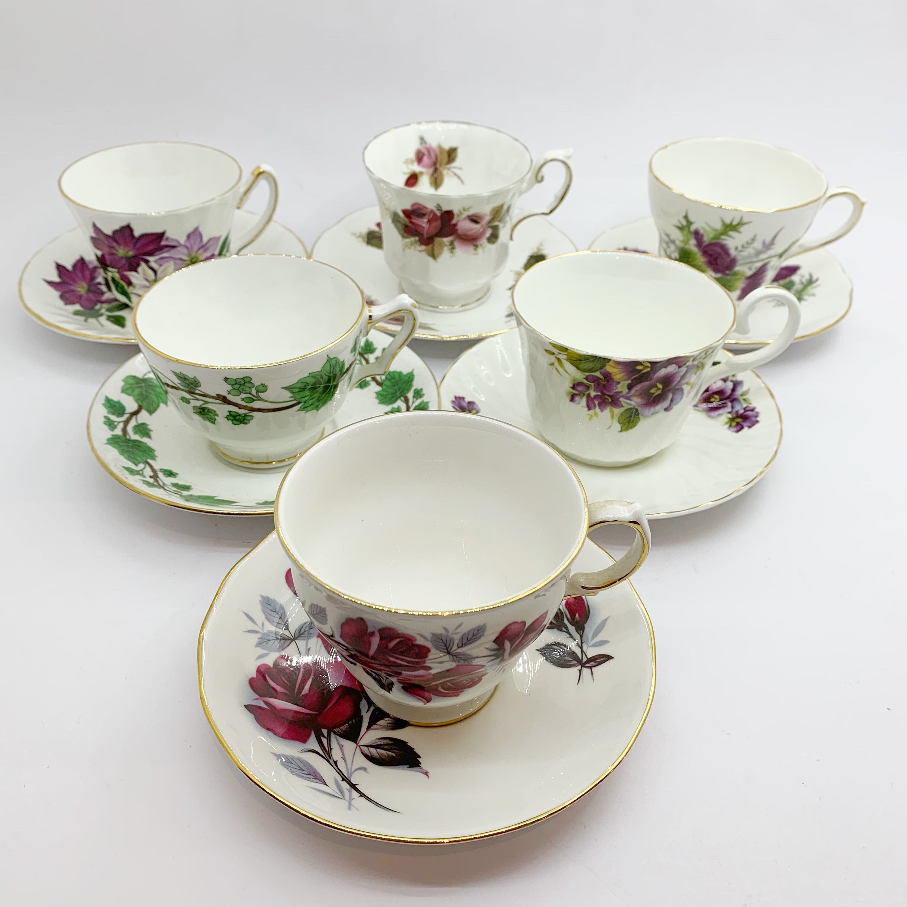 Mismatched Tea Cups / Vintage Tea Cups and Saucers / Mix & Etsy