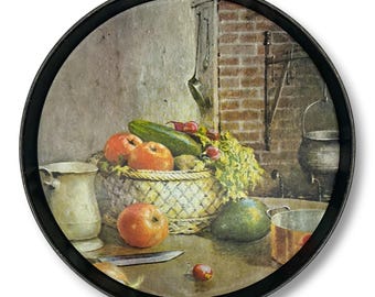 "Vintage Obst und Gemüse Metall Serviertablett 12,75 ""