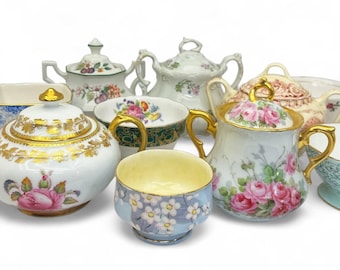 Cukierniczki z porcelany vintage z pokrywką | Akcesoria na przyjęcie herbaciane