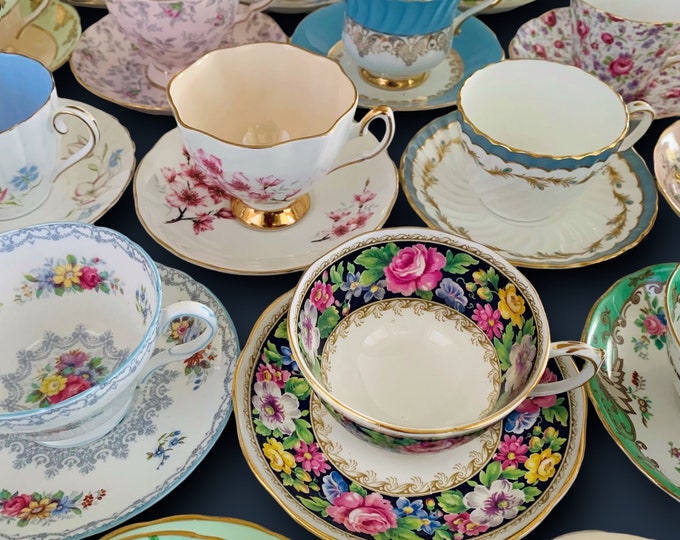 Vintage Tea Cups and Saucers Mismatched Tea Cups and Saucers Tea Party