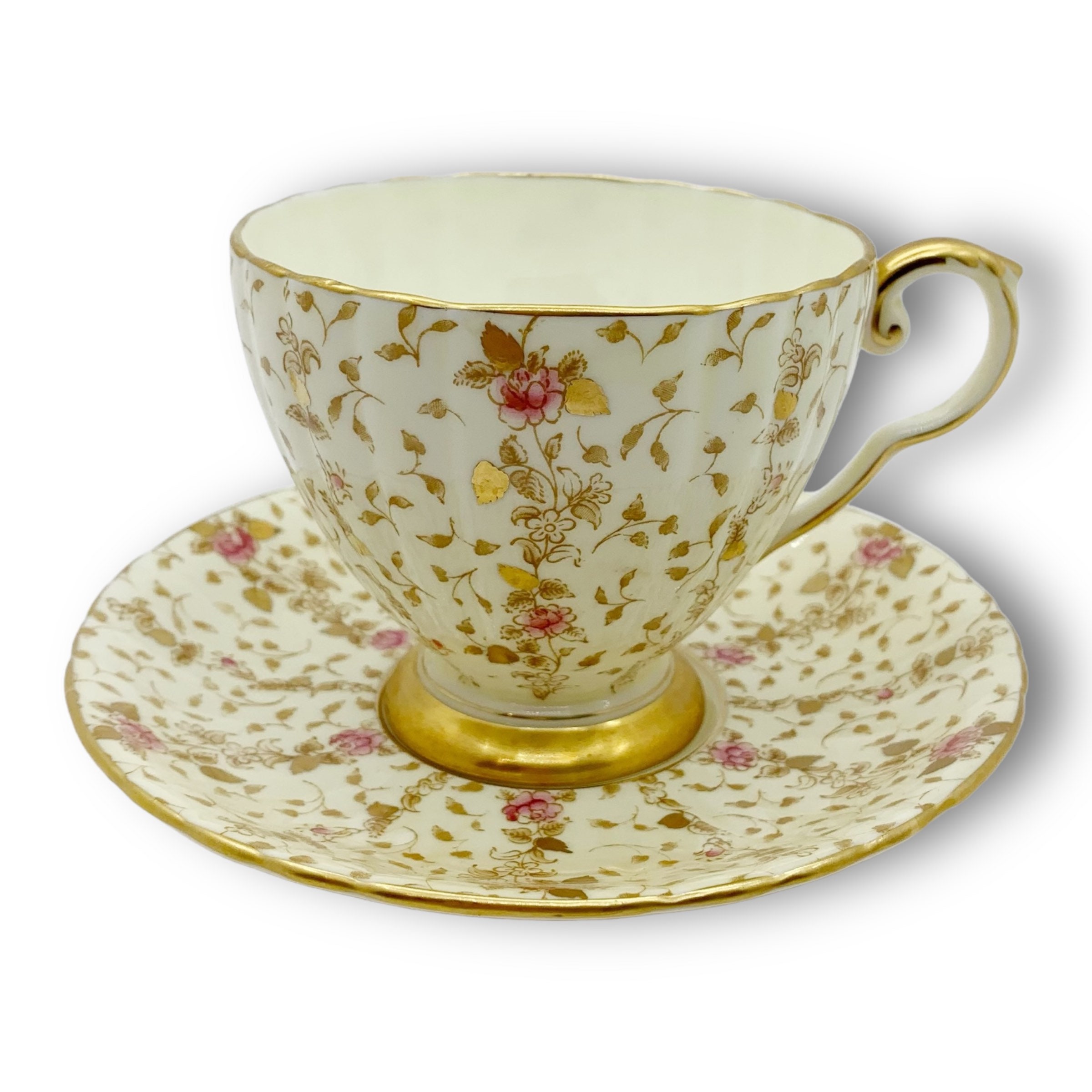 Set of Gold Vintage Tea Cups and Saucers Mismatched Tea Cups Etsy