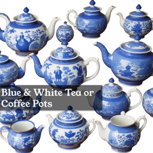 Vintage Teapots | Blue and White | Bulk Teapots | Mismatched Tea ware | Tea Party Supplies | Tea Party Decorations
