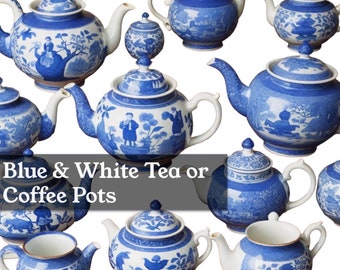 Vintage Teapots | Blue and White | Bulk Teapots | Mismatched Tea ware | Tea Party Supplies | Tea Party Decorations