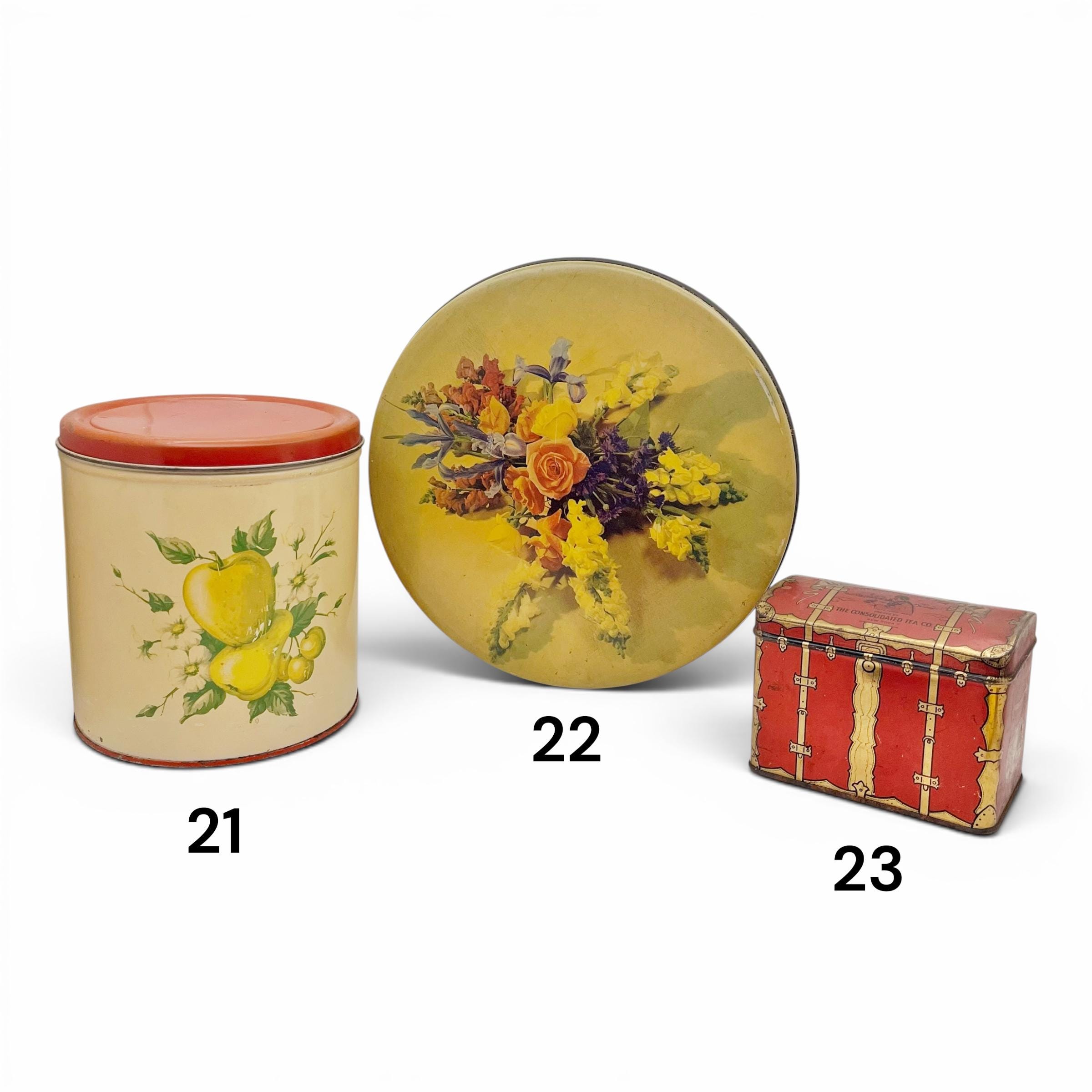 Vintage Tin Canisters | Floral Tin Can With Lid | Rustic Wedding