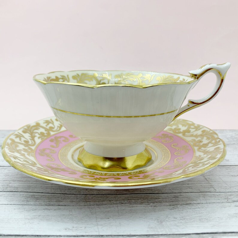 Royal Stafford Pink and Gold Tea Cup Pink and Gold Vintage Etsy